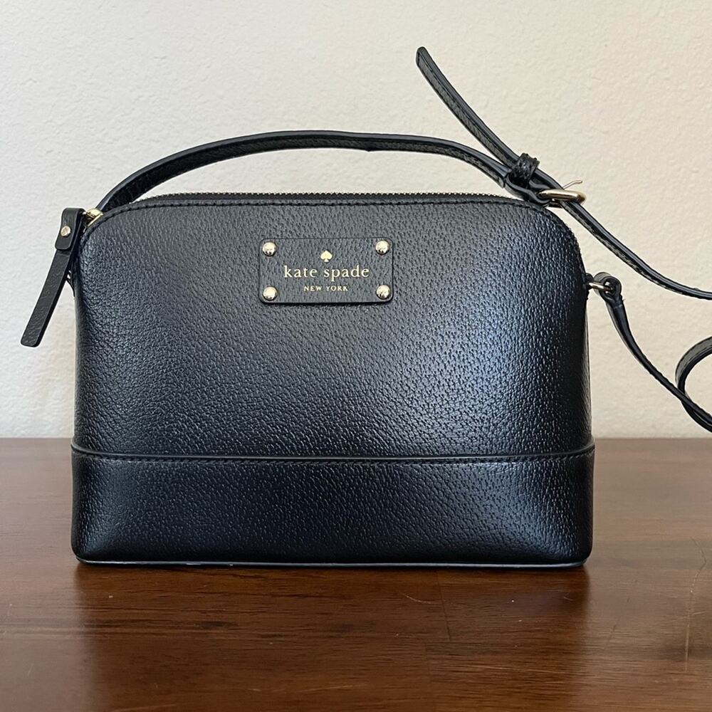 Kate Spade Wellesley Hanna leather black preppy minimalist crossbody purse